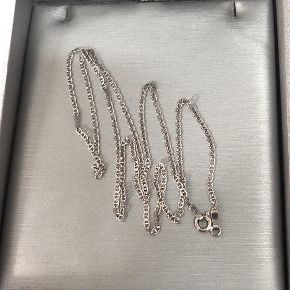 Solid 10K (not 14K ) White Gold Fancy Mariner Link Neck Chain Necklace - Picture 4 of 14
